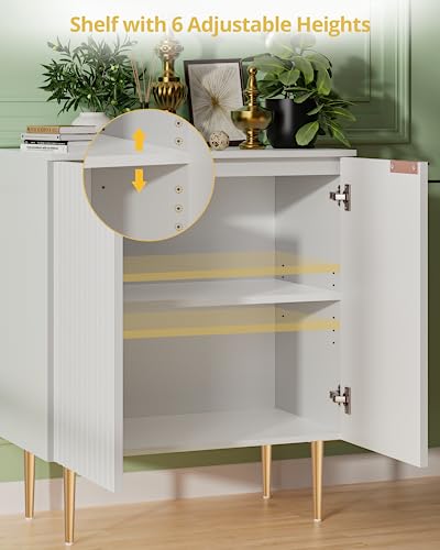 Sicotas Buffet Cabinet Sideboard With Storage Kitchen Accent Cabinet With Doors And Adjustable Shelf, Modern Credenza Buffet Table Console Coffee Bar Cabinet For Entryway Living Dining Room, White #TOP5