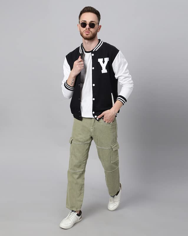 Image of BE SAVAGE Men's Cotton Blend Standard Length Varsity Jacket