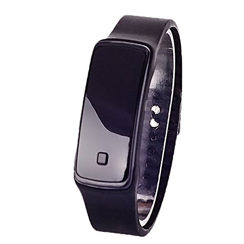 Walfront Montre LED Électronique, Montre-Bracelet en Silicone Bracelet à Poignet Montre de Femmes Filles Rectangle Sport Numérique (Noir)