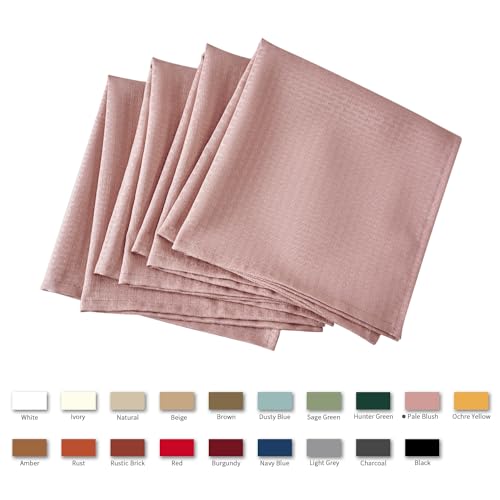 Image of maxmill Cloth Napkins Weaved Texture Pattern Soft Comfortable and Luxury Serviette for Restaurant Family Dinners Weddings Parties and Banquets Set of 4 Pieces, 20 x 20 Inch Pale Blush