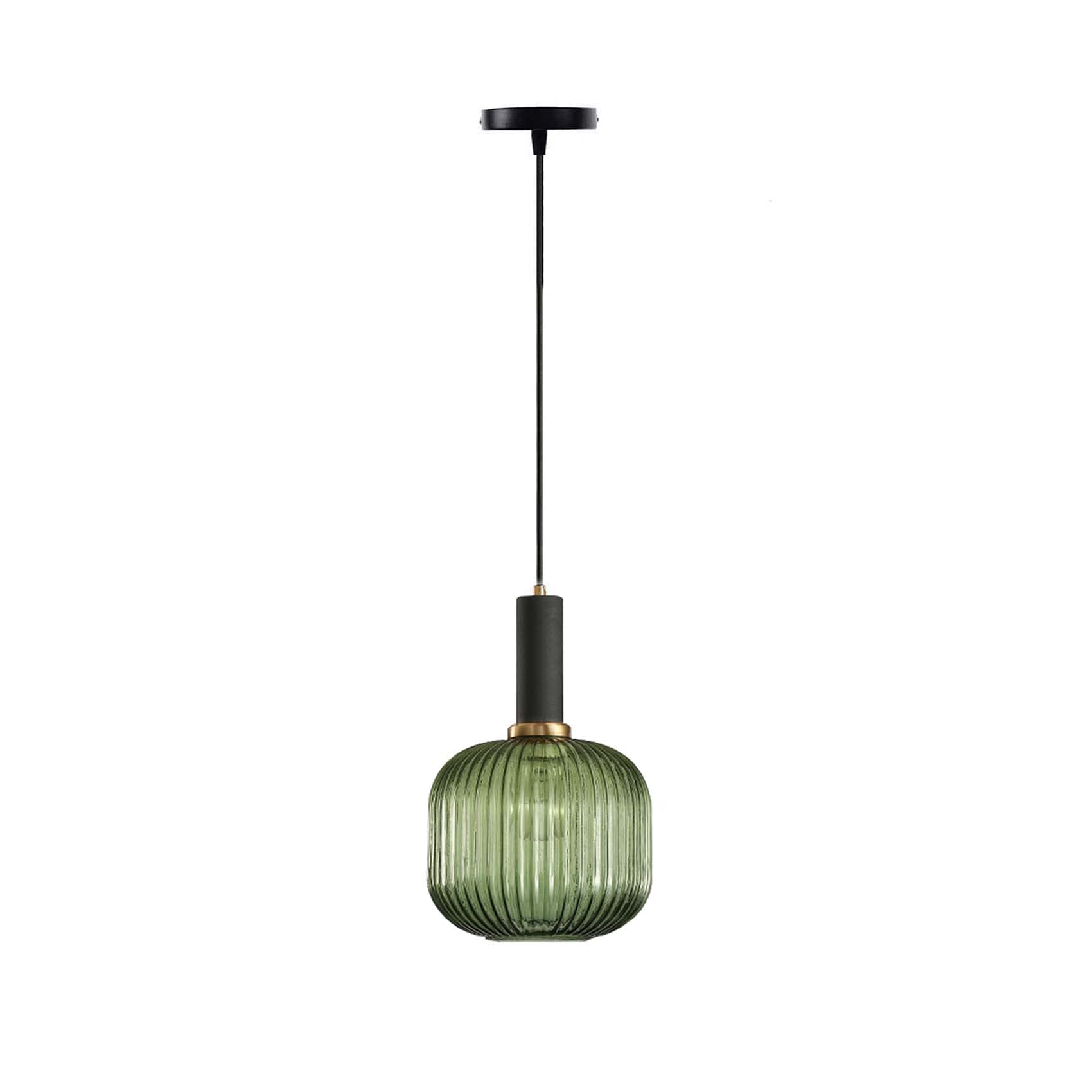 I-xun Pendant Light Black Lamp Holder and Glass Striped Light Shade Modern Pendant Lighting for Kitchen Island Farmhouse Hanging Lights Fixtures (