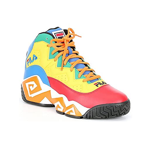 FILA Men's MB Lace-Up Sport Basketball Shoes, Red/Imperial Blue/Lemon, 10