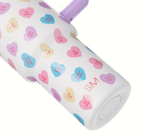 Image of Simple Modern Valentine's Day 40 oz Tumbler with Handle and Straw Lid | Gifts for Her | Insulated Reusable Stainless Steel Water Bottle Travel Mug Cupholder Use | Trek Collection | Word Hearts