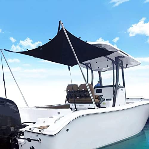 TeBaisea Boat T-High Solar Shade Equipment Boat Cover, Boat Cowl with Stainless Metal Telescopic Rod Foldable, Excessive-Tech Polyester Fiber, Anti-Ultraviolet Darkish Blue（82″×82″×59″）