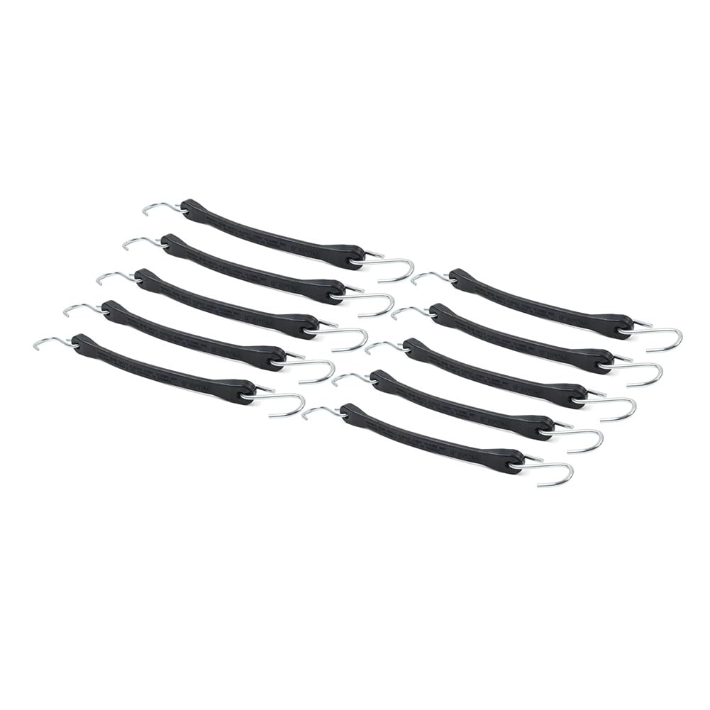 LR061682 Corde elastiche con ganci 9" Cinghie di fissaggio in gomma per teloni da esterno resistenti 10 pezzi Per aziende agricole, camper, veicoli, motociclette, gomma universale nera