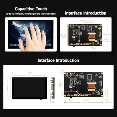 KLAYERS LUCKFOX DSI Display for Pi 5 / 4B / CM4 / CM3 Support 3D Printing، Capacitive Touch 800x480، Toughened Glass LCD Panel for Raspberry Pi 5