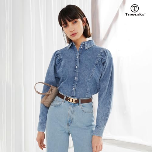 Women Leather Belts for Jeans Pants, Fashion Gold Buckle Ladies Leather Dress Belt,E-Beige+Black(Silver Buckle2