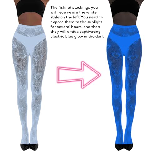 ZGMYC Reflective Neon Blue Fishnet Stockings Sexy High Waist Tights Pantyhose See Through Hollow Out Mesh Stockings2