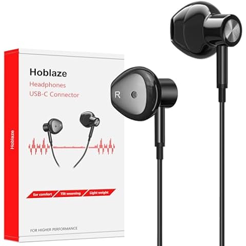 Hoblaze USB C Headphones, Earbuds Wired Earphones with Microphone Volume Control Noise Cancelling for Samsung S23 FE S22 S21 S20 A53 A54 and More Cover