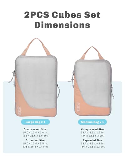 Image of 2 Set Compression Packing Cubes for Suitcases,Luggage,Travel Bag Organizer