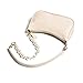 DOREAMALOE Retro Crocodile Purse Classic Clutch Shoulder Tote HandBag with Zipper Closure for Women (White-Pearl Chain)