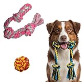 Pets&Goods Rope Chew Toys – 3-Pack Heavy-Duty Cotton Tug & Fetch Set for Large Dogs – Durable, Washable Rope Toys for Chewing & Dental Health