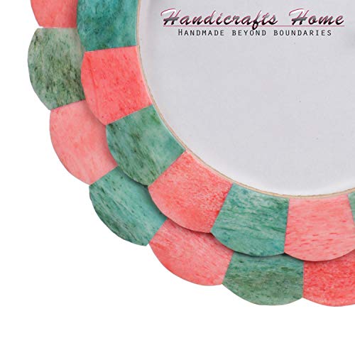 Handicrafts Home Photo Picture Frame - 4" X 4", Round Handmade Gift Photo Frames - Red & Green #TOP4