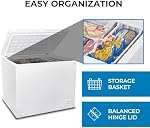 Kenmore Deep Freezer - Chest Freezer, 1 Basket, Garage Ready, Meat Storage, Front Drain, Congelador For Home, Apartment, Basement, Dorm, Shed, Cottage, Manual Defrost, Stand Up, 8.7 Cubic Feet, White