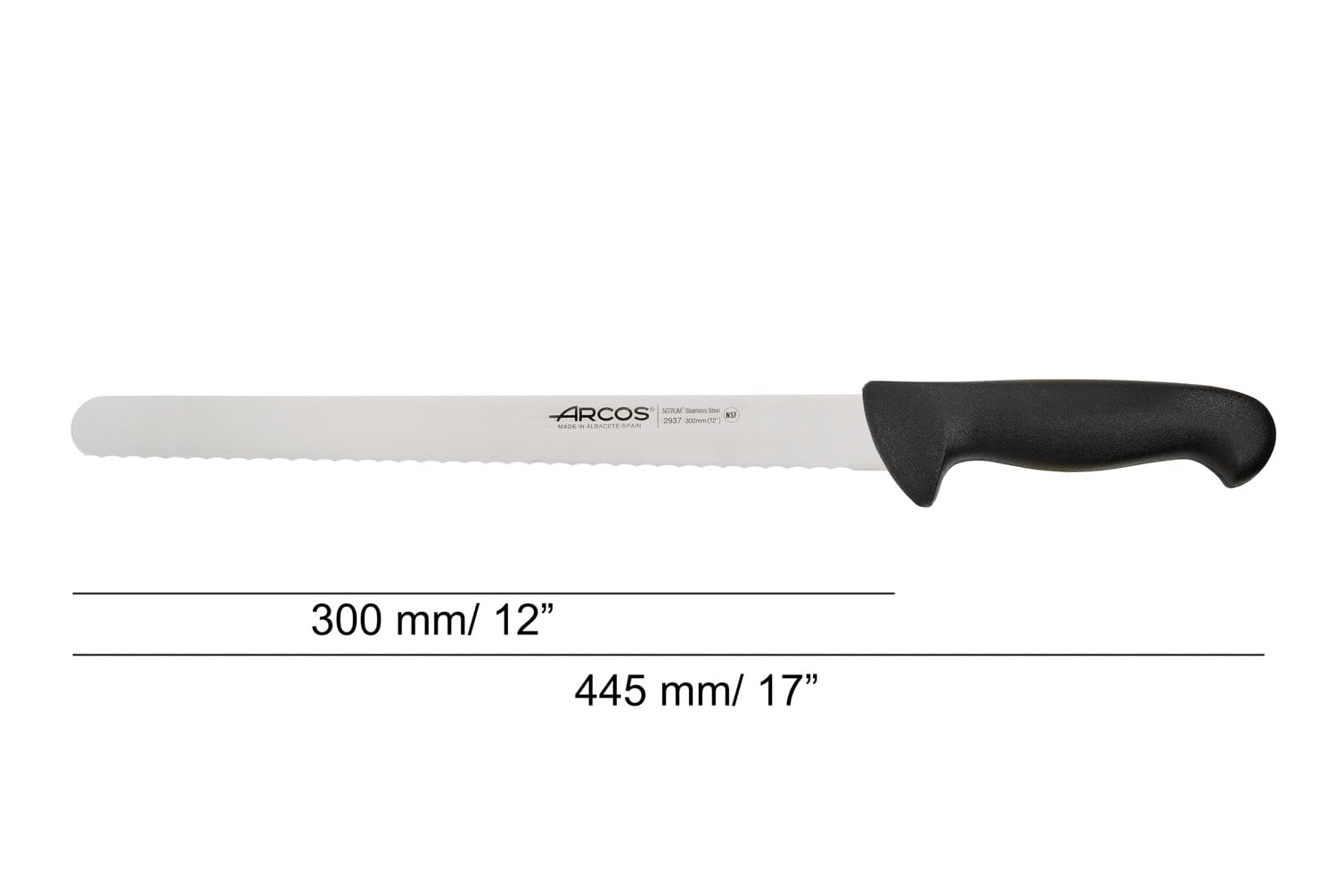Arcos Séries 2900 Couteau à Pâtisserie Couteau à Gâteau Lame Acier Inoxydable Nitrum 300 mm Manche Polypropylène Noir