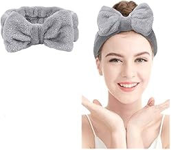RedSquare Headband for Washing Face, Facial Makeup Headband,Spa Head Band for Shower, Coral Fleece Bow Hair Band Gifts for Girls and Women