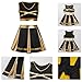 IBAKOM Women Metallic Cheerleader Outfits Sleeveless Crop Top Pleated Mini Skirt Two Pieces Cheerleading Uniform Adult 80s Cheer Halloween Costume Gymnastics Leotards Dance Skirt Black XS