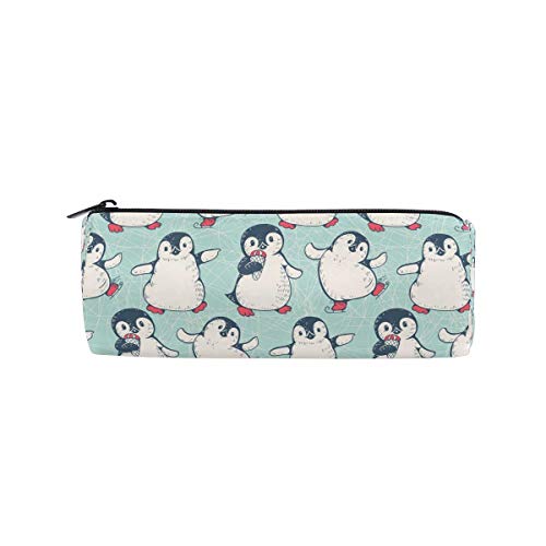 Preisvergleich Produktbild Federmäppchen Winter Pinguin Muster Bleistiftbeutel Stift Reißverschlusstasche Beutel Organizer Make-up Pinsel Tasche für Mädchen Schreibwaren Büromaterial ^ A8