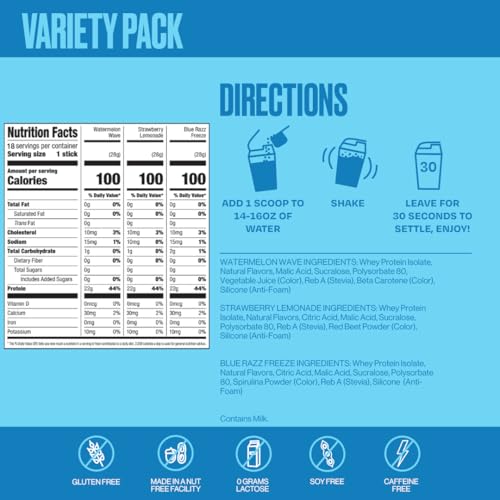 SEEQ Clear Protein Powder Sample Pack - 18 On-The-Go Sticks - 22g Clear Whey Protein Isolate - Zero Sugar - 0g Lactose - Allergen Friendly - GLP1 Support - Bone Health - Post Workout Recovery - Image 3