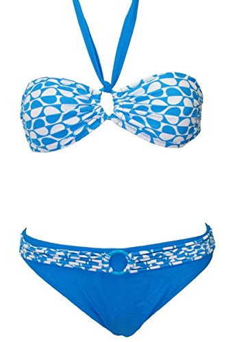 Maillot de Bain Femme 2 Deux pièces Bikini Bandeau Bleu et Blanc Plusieurs Tailles Cover