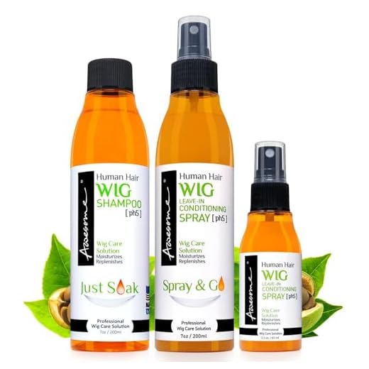 Awesome Human Hair Wig Shampoo & Leave in Conditioner, full set of 3, Wig Care Solution, Prevents Dryness, Detangle Wig, Promotes Silkiness & Shine, Prolongs the life of your wigs (7 fl oz shampoo, 7 fl oz conditioner & 2.3 fl oz travel size spray)