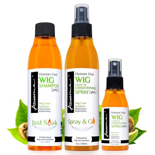 Awesome Human Hair Wig Care Kit Shampoo & Conditioner Spray 3-Pack