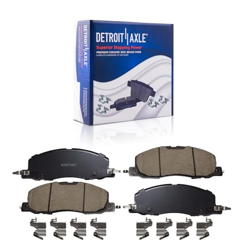 Image of Detroit Axle - Front Brake Kit for 2020-2025 Ford Explorer | Drilled and Slotted Disc Brake Rotors Ceramic Brake Pads Replacement 13.58 inch inch