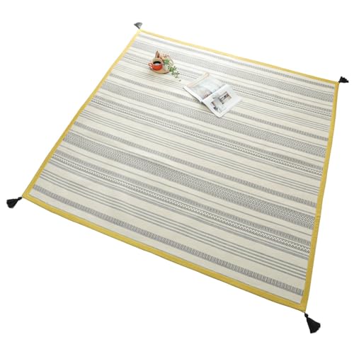 グラムスタイル ラグ カーペット インド綿 100% 洗える 2畳 185×185cm ウレタン入り 床暖房対応 ボーダー ブラック