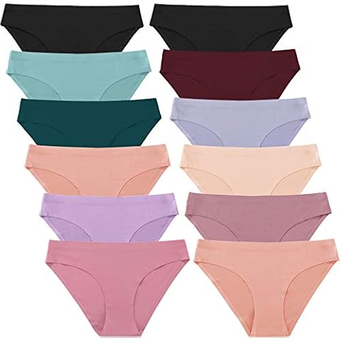 FINETOO 12Pack Womens Seamless Underwear No Show Cheeky Panties Invisibles Briefs Soft Stretch Bikini Hipster XS-XL(XS) Cover