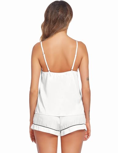 Image of Ekouaer Pajamas for Women Set Silk Satin Pjs Sexy Lingerie Sleepwear Cami Shorts Set Summer Nightwear S-XXL