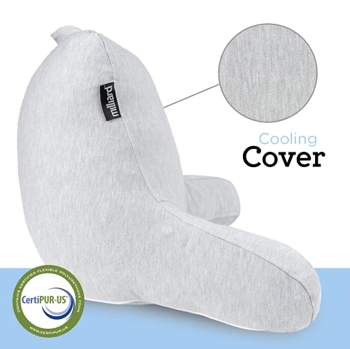 Milliard Reading Pillow with Shredded Memory Foam, Kids Back Rest Pillow for Sitting in Bed with Cooling, Removable Cover –14x13 inches (Grey) - Image 5