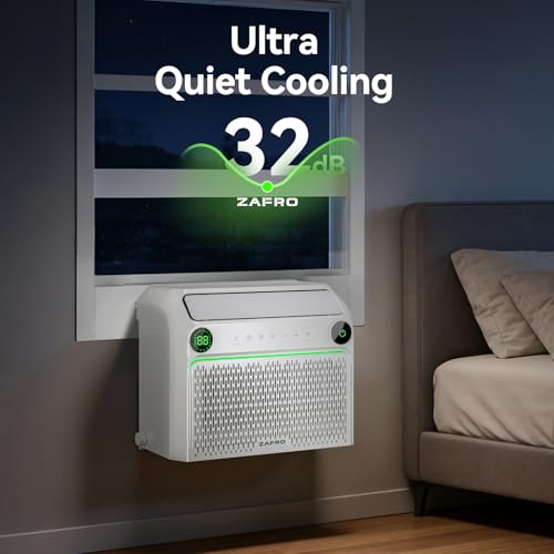 Image of ZAFRO U Shaped Inverter Window Air Conditioner, Ultra Quiet (32dB), 10000BTU ASHRAE (6200 BTU DOE) Smart Air Conditioner Window Unit, App /Voice /Remote, Saddle Window AC Unit with Cool /Dry /Fan Modes