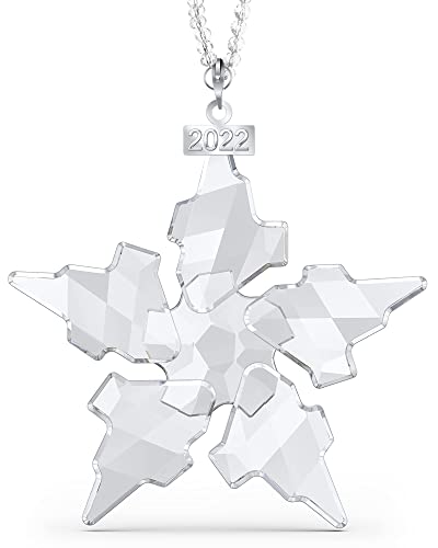 Fancyoung Crystal Snowflake Ornament 2022 Annual Christmas Tree Hanging Ornaments Clear Crystals Pendant Car Rear View Mirror Pendant Home Decorations, Clear #TOP17
