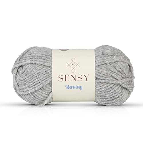 S Sensy Roving - Premium Acrylic&Wool Yarn, Light Gray Heather, 131 Yards