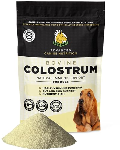 ProDog Colostrum For Dogs Supplement - 120 Servings | All Round Immune Support for Dogs | Helps Diarrhea, Constipation, Wounds, Hotspots, Itchy Skin Dogs inc. Puppies & Senior Dogs
