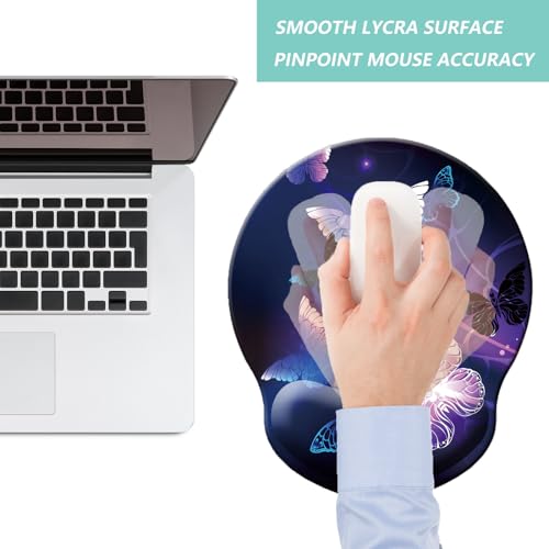 Mouse Pad with Wrist Support, Ergonomic Mouse Pad with Memory Foam Wrist Rest Cushion, Non-Slip Rubber Base Gaming Mice Pad for Home Office Computer Laptop, Butterfly - Thumbnail 7