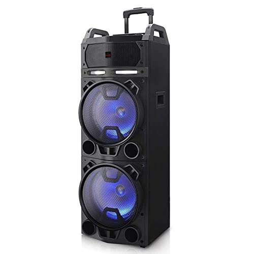 AIWA KBTUS-900, Altavoz Trolley Bluetooth con 2X Micrófono Inalámbrico Y Mando, Talla Única, Negro