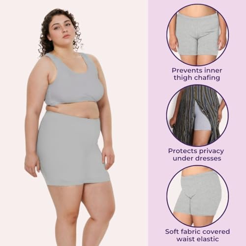 Image of Adira | Under Dress Shots for Women | Plus Size Women Tights Shorts | Soft & Comfy, Knitted Stretchy Fabric | Shorts for Dress | Women Inner Shorts | Plus Size | Pack of 2