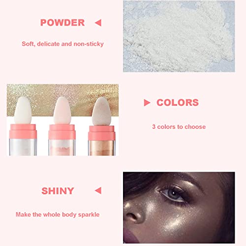 Body Glitter, Shimmer Face And Body Highlighter Powder With Sponge Head, High Gloss Fairy Glitter Sparkle Powder,Brightens Makeup Stick For Face Body Hair Cosmetic #TOP1