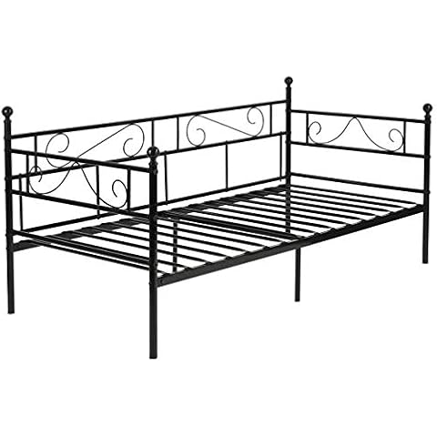 EGGREE Bettrahmen aus Metall, Schlafsofa aus Schmiedeeisen, Einzelbett für Kinder und Erwachsene Cover
