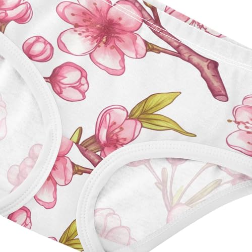 Cherry Blossom Pink Flower White Toddler Girls Underwear 2t Cotton Panties Little Girl Stylish Kids Briefs Undies4