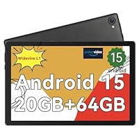 Whitedeer Android Tablet 10 Zoll - Android 15 Octa Core Gaming Tablet mit 20GB+64GB+1TB TF, Tablet PC mit OTG-Übertragung und Wi-Fi 6G, Widevine L1,5000mAh - Schwarz
