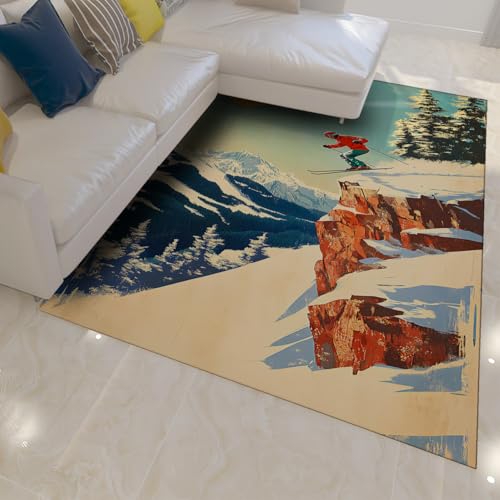 Tapis accent snow mountain design panorama hivernal chic