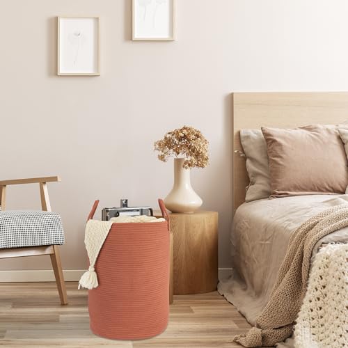 Cotton-Rope-Laundry-Basket-Hamper-for-Clothes-Woven-Storage-Basket-for-Living-Room-Bedroom-Boho-Tall-Rope-Baskets-for-Blanket-Toys-Pillow-Towels-Baby-Nursery-Hamper-Bin-Large-rustic