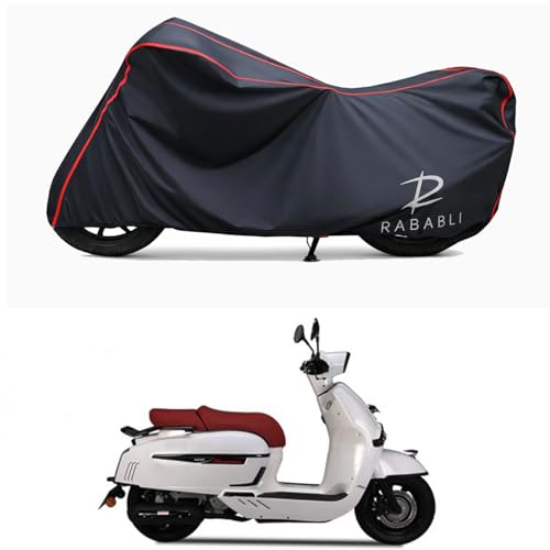 Image of Waterproof Bike Body Cover Compatible for | Keeway Sixties 300i | Taffeta Fabric, Red Piping Design, Bottom Elastic Fit | Dustproof, Sun UV & Rain Protection for All Bikes