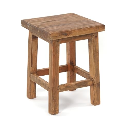 DESIGN DELIGHTS Rustikaler Holz HOCKER Massiv 48 | Mahagoni Holz, 48x35x34cm (HxBxT) | Sitzhocker, Pflanzenhocker, Beistelltisch DESIGN DELIGHTS Rustikaler Holz HOCKER Massiv 48 | Mahagoni Holz, 48x35x34cm (HxBxT) | Sitzhocker, Pflanzenhocker, Beistelltisch