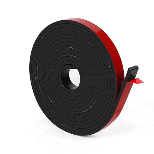 Adhesive Reinforced Solid Rubber Sheets, 1/8" Thick x 0.5” Wide x 120” Long Self Adhesive Neoprene Rubber Strips Rolls with Tensile Resistant for DIY Gaskets, Pads, Sealing, Liner, Weather Striping