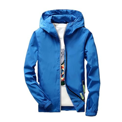 Giacca Impermeabile Uomo Antivento Leggera - Impermeabile Pioggia Sportivo con Cappuccio e Dettagli Catarifrangenti - Trench Giacca a Vento Uomo Antipioggia Corsa Trekking Outdoor moda