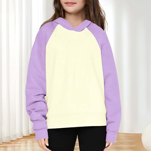 DDAPJ pyju Hoodies for Girls Colorblock Sweatshirt 2025 Fall Fashion Long Sleeve Raglan Pullover Tween Girls Trendy Clothes2