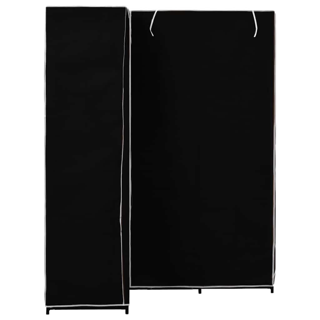 Eckkleiderschrank Schwarz 130 x 87 x 169 cm mit 2 Drehtüren, Stauraum Organizer für Kleidung Schuhe Wäsche und Jacken in Schlafzimmer Kinderzimmer